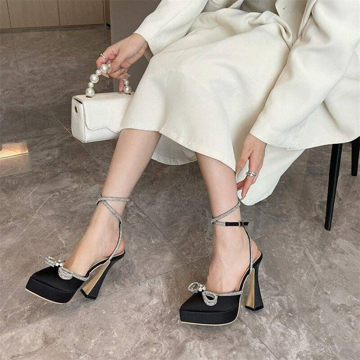 Belle Embellished Bowknot Pointed Toe High Heels Sandal - Hot fashionista