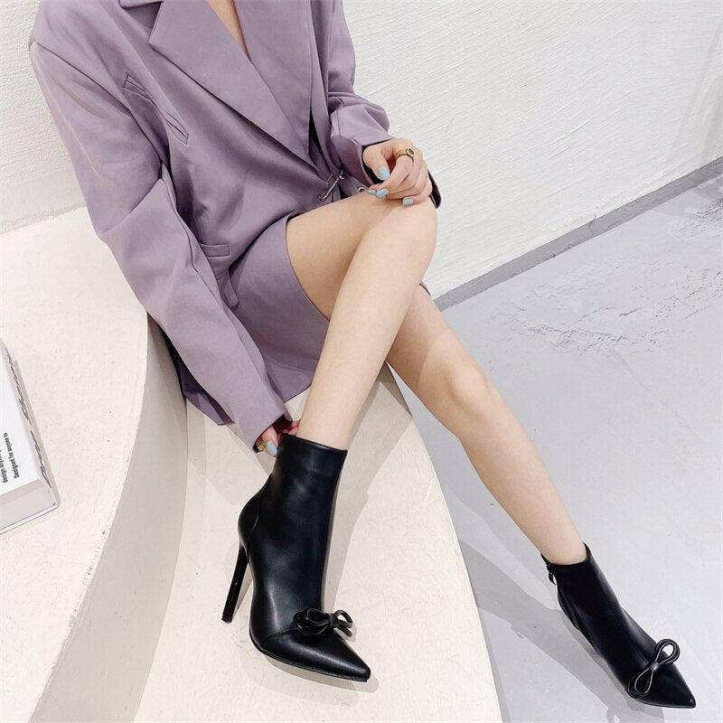 Lottie Zip Up Stiletto High Heels Pointed Boots 