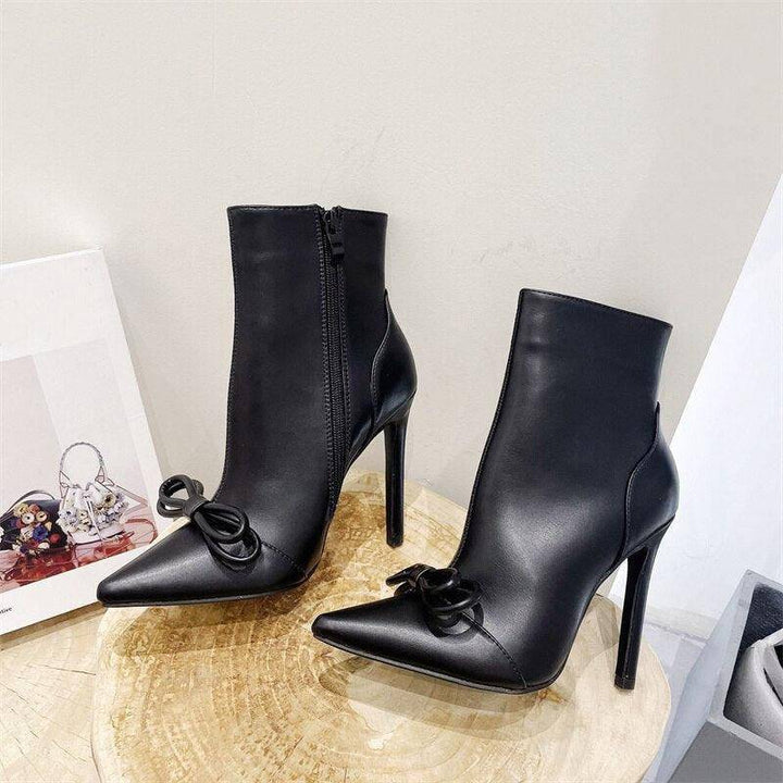 Lottie Zip Up Stiletto High Heels Pointed Boots - Hot fashionista