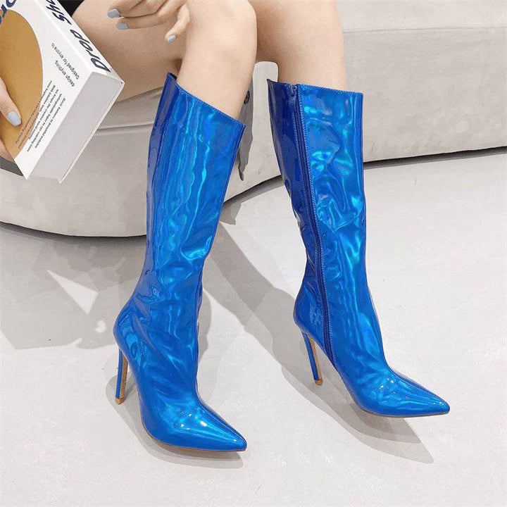 Ellie Solid PU Leather Stiletto Boots - Hot fashionista