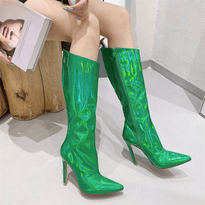 Ellie Solid PU Leather Stiletto Boots - Hot fashionista