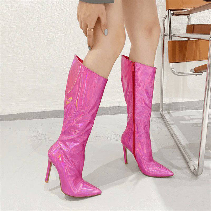 Ellie Solid PU Leather Stiletto Boots - Hot fashionista