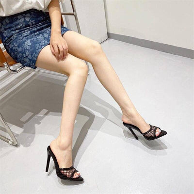 Nellie Pointed Toe Mesh Strap High Heel Sandal