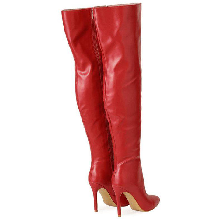 Anne Solid Zip Up Leather Stiletto Boots - Hot fashionista