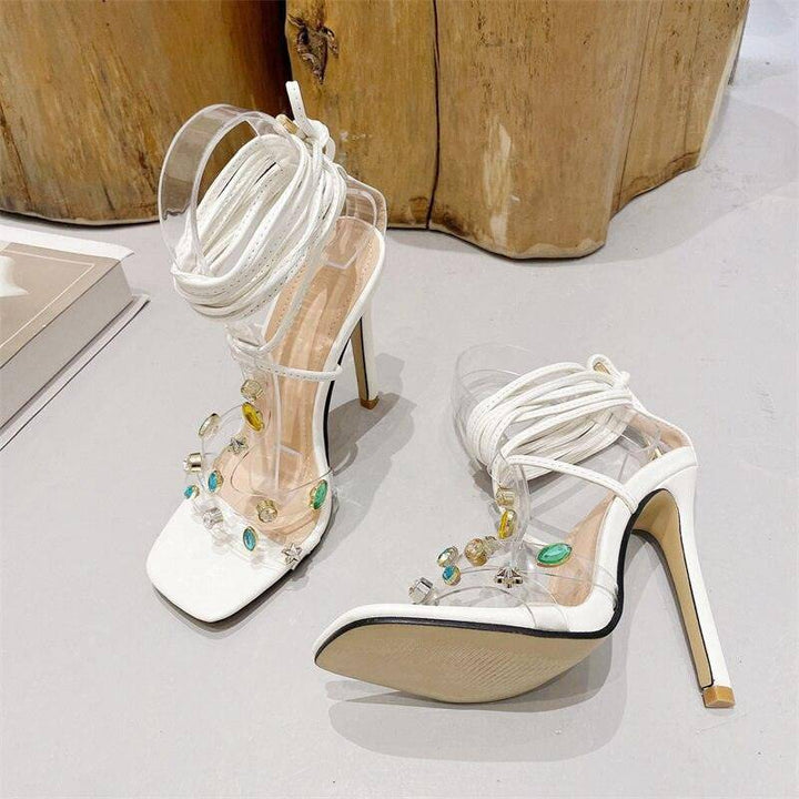 Montana Embellished Lace Up High Heels - Hot fashionista