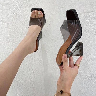 Marian Transparent Block High Heels Open Toe Sandal