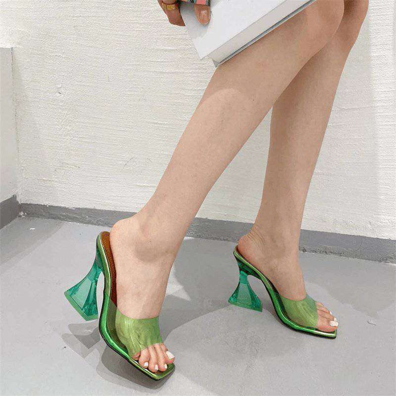 Marian Transparent Block High Heels Open Toe Sandal - Hot fashionista