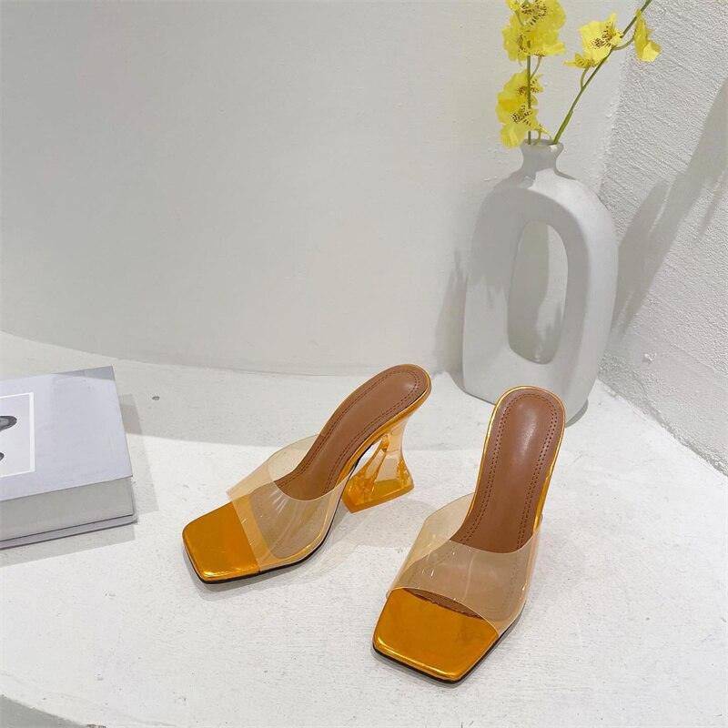 Marian Transparent Block High Heels Open Toe Sandal - Hot fashionista