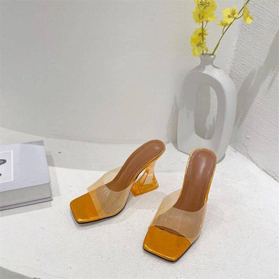 Marian Transparent Block High Heels Open Toe Sandal