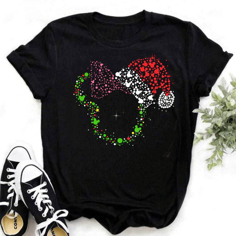 Jessamine Short Sleeve Disney Christmas Cartoon Print Top - Hot fashionista