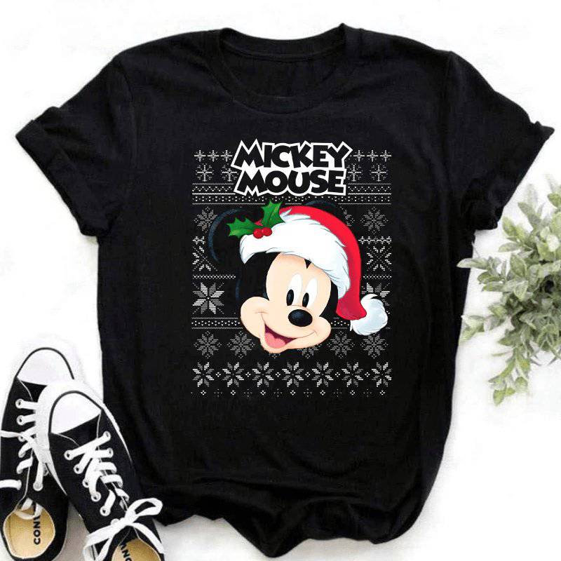 Jessamine Short Sleeve Disney Christmas Cartoon Print Top - Hot fashionista