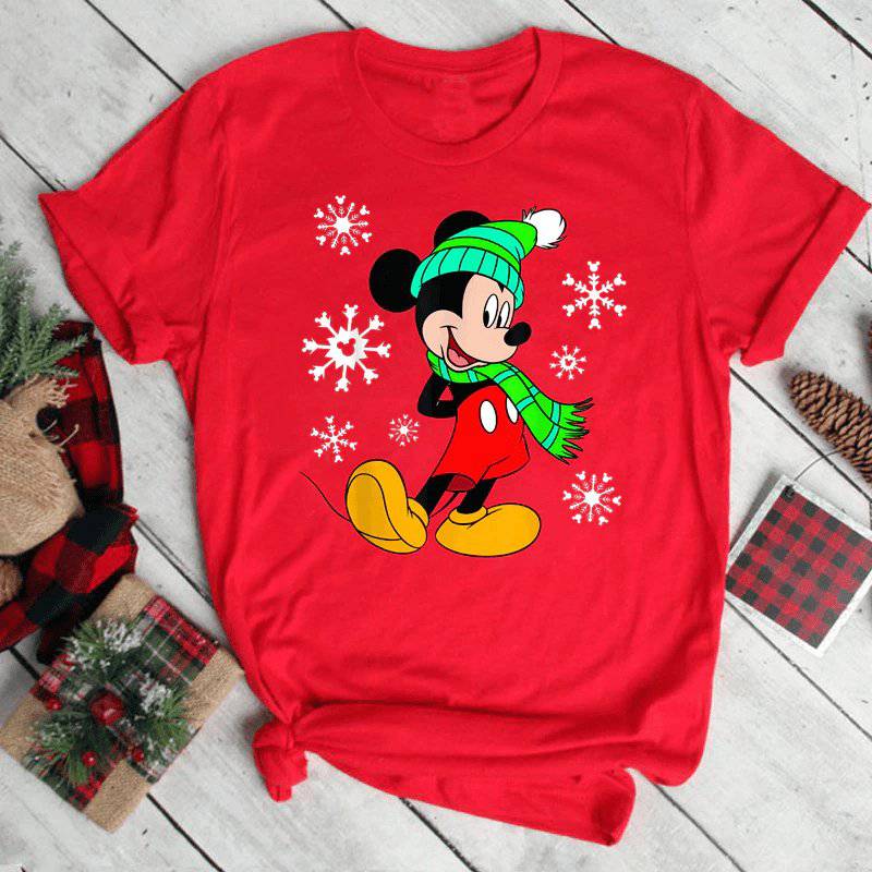 Jessamine Short Sleeve Disney Christmas Cartoon Print Top - Hot fashionista