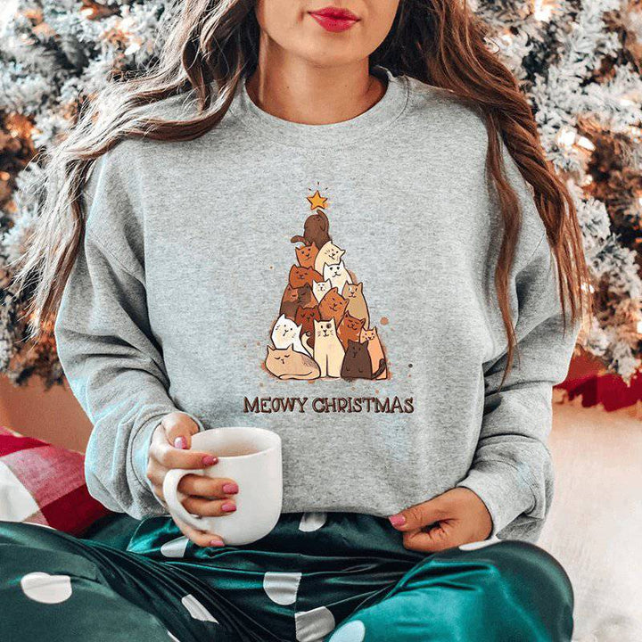 Josephine Long Sleeve Christmas Print Sweater - Hot fashionista