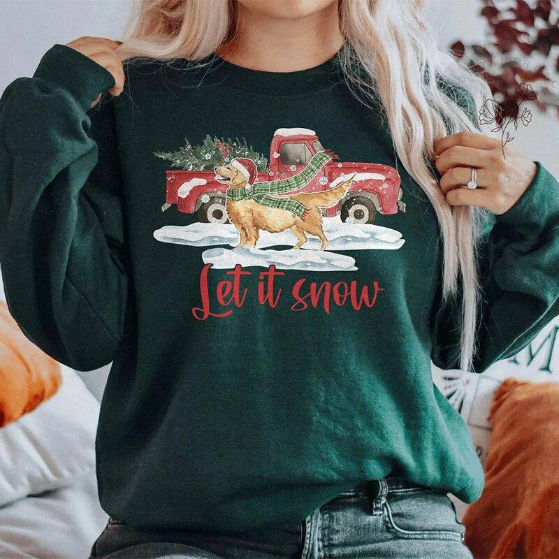 Josephine Long Sleeve Christmas Print Sweater - Hot fashionista