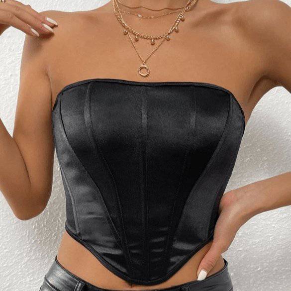 Katie Strapless Solid Hanky Hem Tube Top