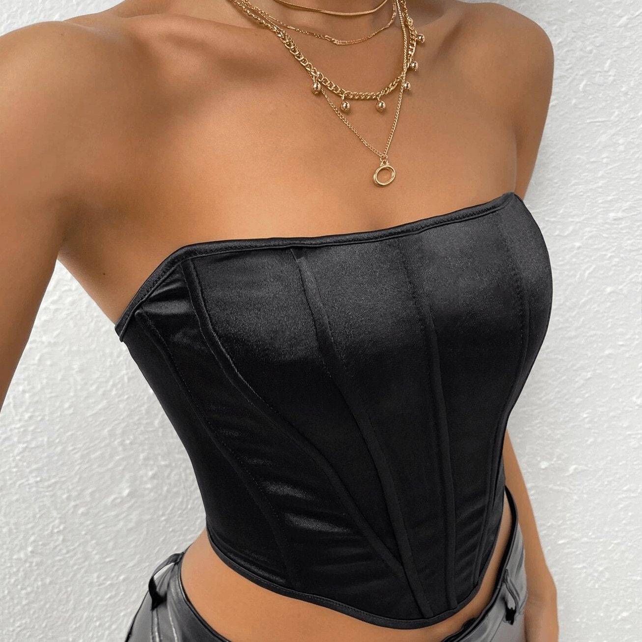 Katie Strapless Solid Hanky Hem Tube Top