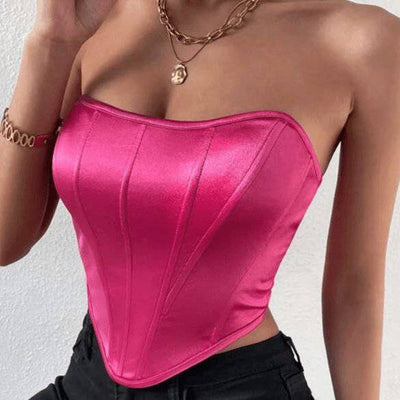 Katie Strapless Solid Hanky Hem Tube Top