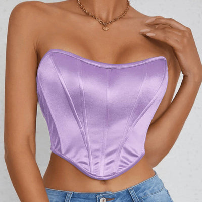 Katie Strapless Solid Hanky Hem Tube Top