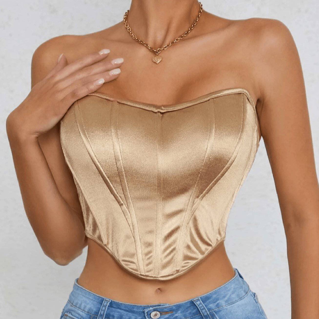 Katie Strapless Solid Hanky Hem Tube Top