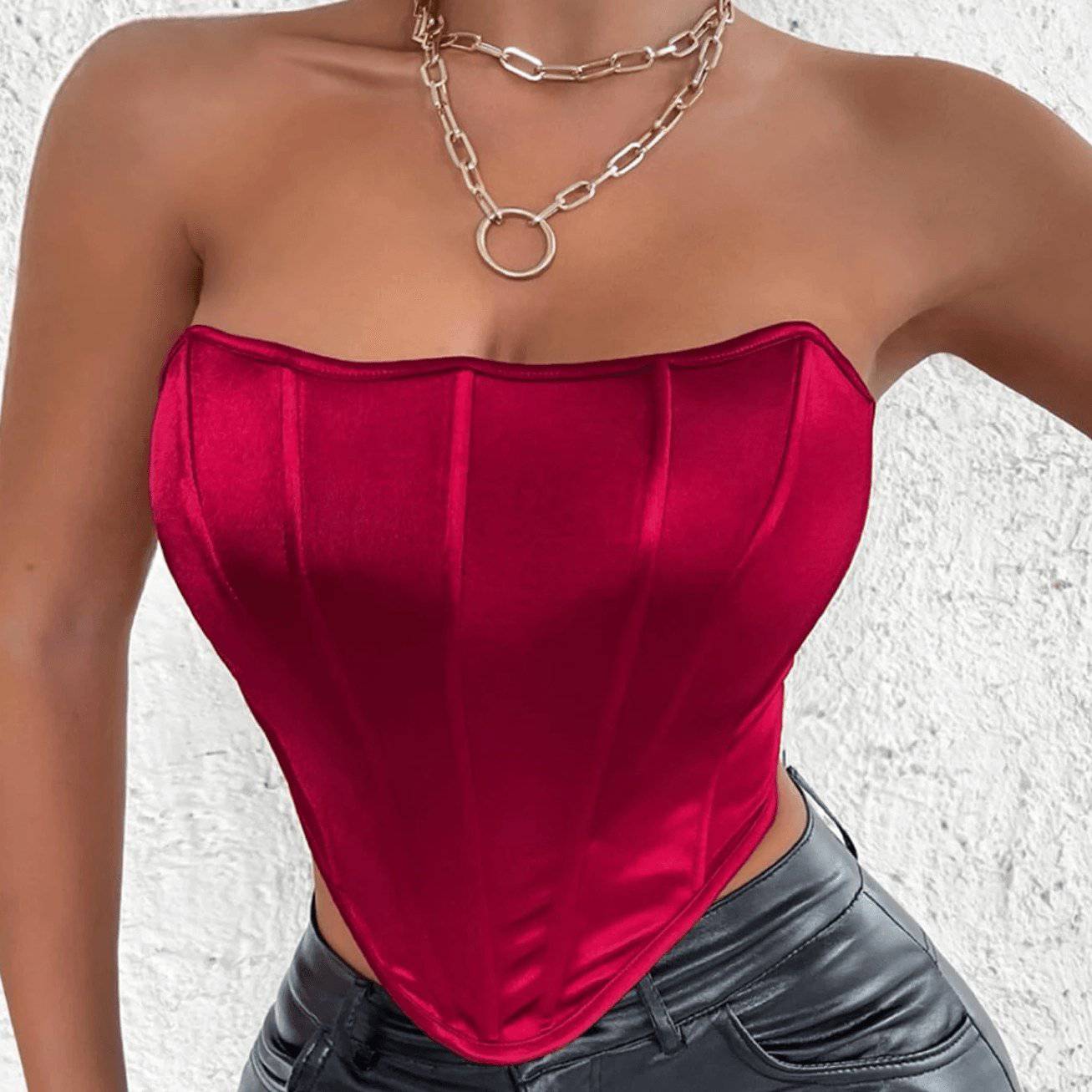 Katie Strapless Solid Hanky Hem Tube Top