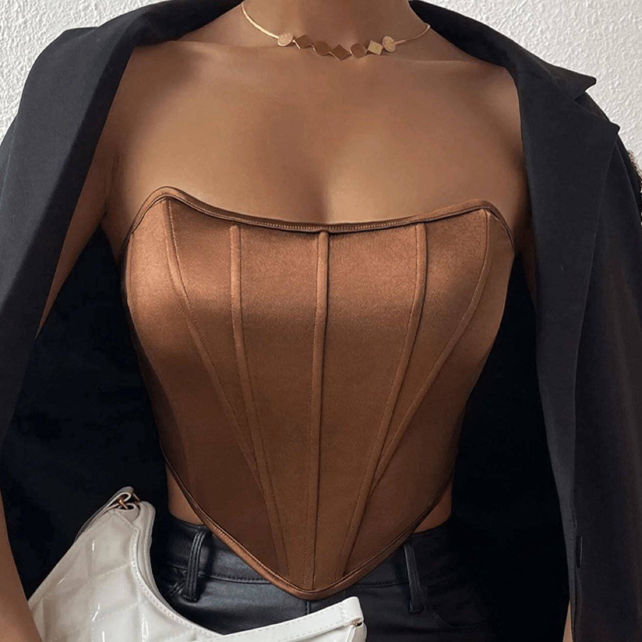 Katie Strapless Solid Hanky Hem Tube Top