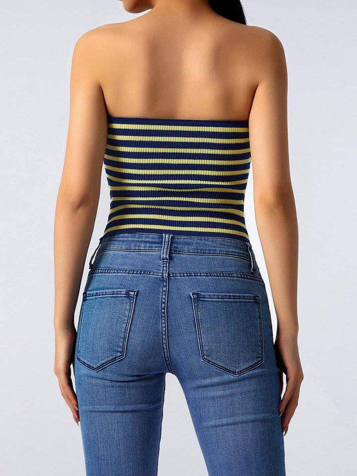 Toni Strapless Hoop Linked Striped Crop Top - Hot fashionista