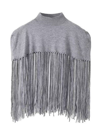 Eleanor Fringe Knitted Cape Top