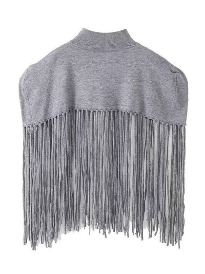 Eleanor Fringe Knitted Cape Top