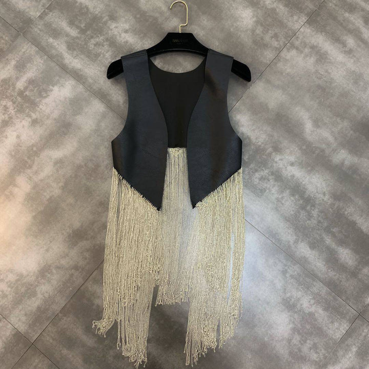 Ida Sleeveless Chain Tassel Top - Hot fashionista