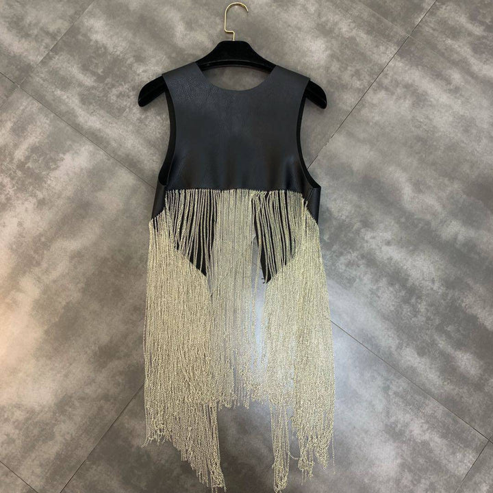 Ida Sleeveless Chain Tassel Top - Hot fashionista