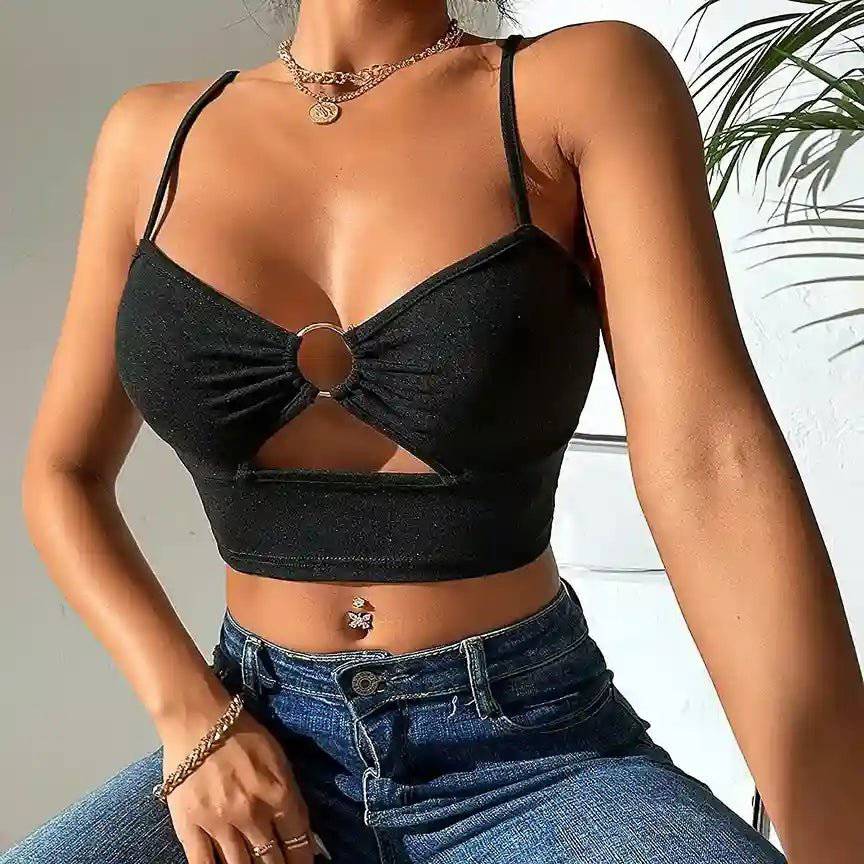 Claire Cut-out Round Ring Linked Cami Tops - Hot fashionista