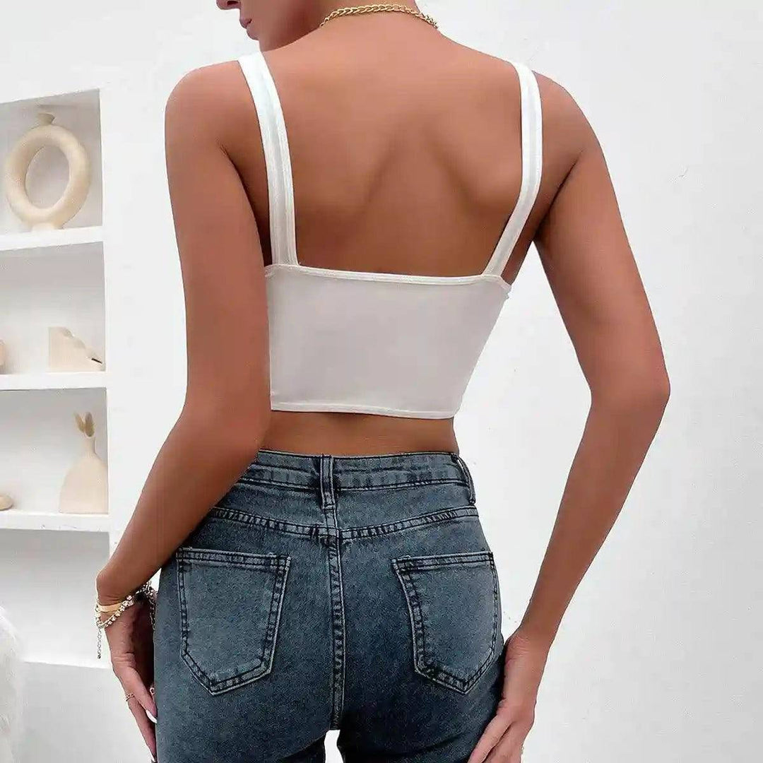 Lucy Sleeveless Plain Cutout Crop Tank Top - Hot fashionista