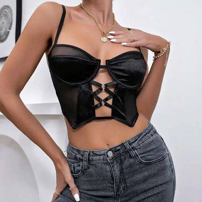 Top tipo camisola con bustier y parte delantera cruzada con tirantes Myra