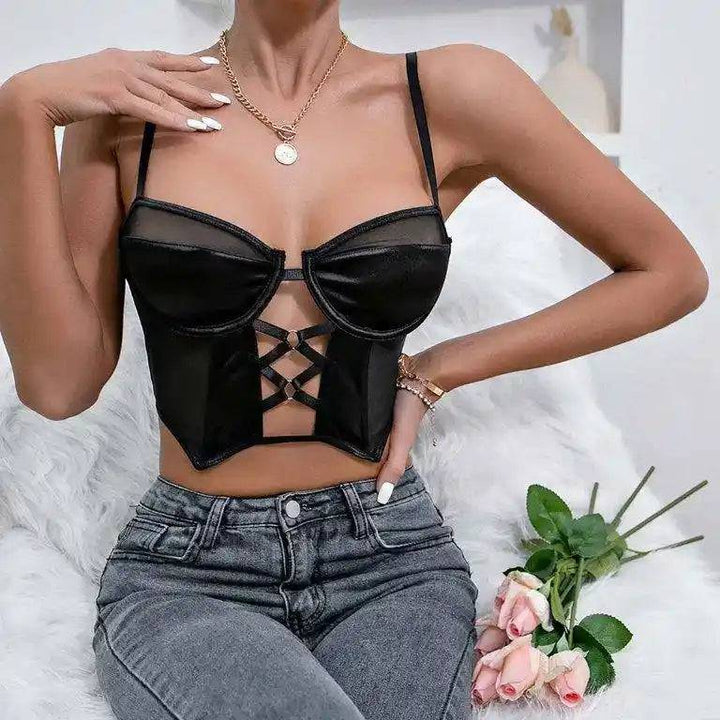 Myra Strap Criss Cross Front Bustier Cami Top - Hot fashionista