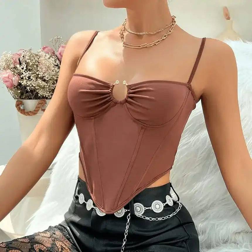 Nora Rhinestone Hoop Crop Corset Top - Hot fashionista