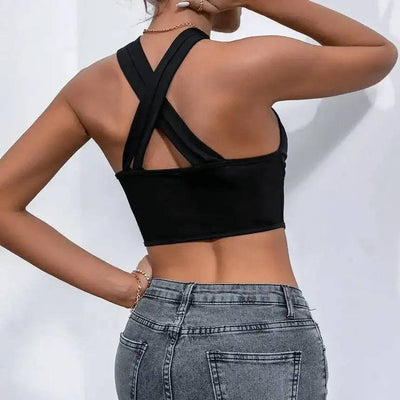 Top tipo corsé con escote halter y aberturas Rebeckah 