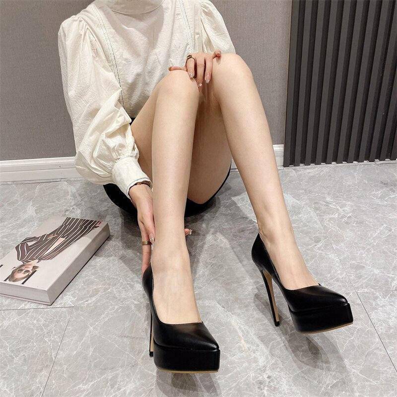 Daisy Pointed Toe Platform Pump High Heel Shoes - Hot fashionista