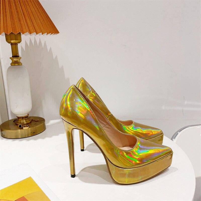 Daisy Pointed Toe Platform Pump High Heel Shoes