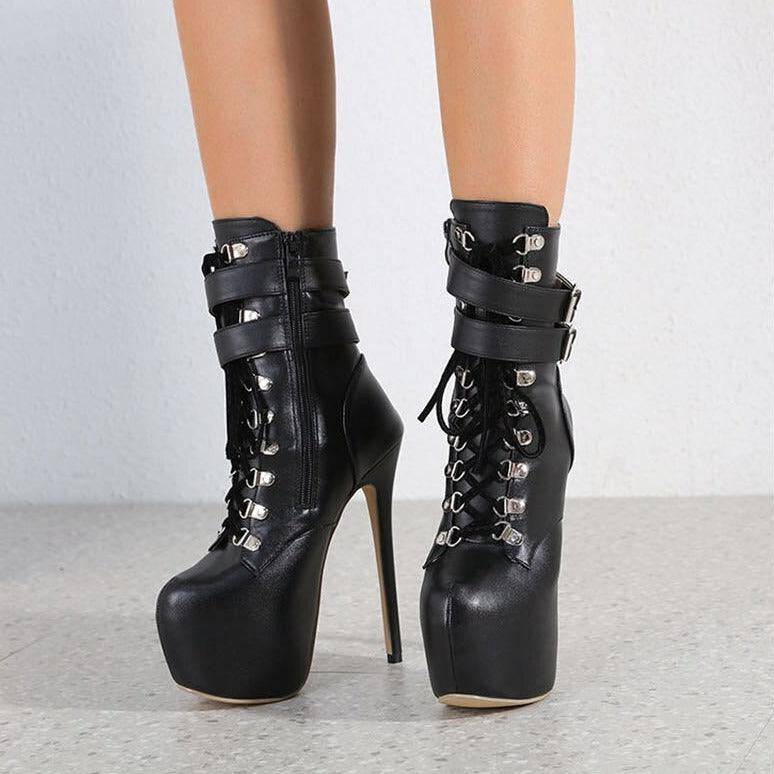 Sawyer Round Toe Buckle Strap Platform Boots