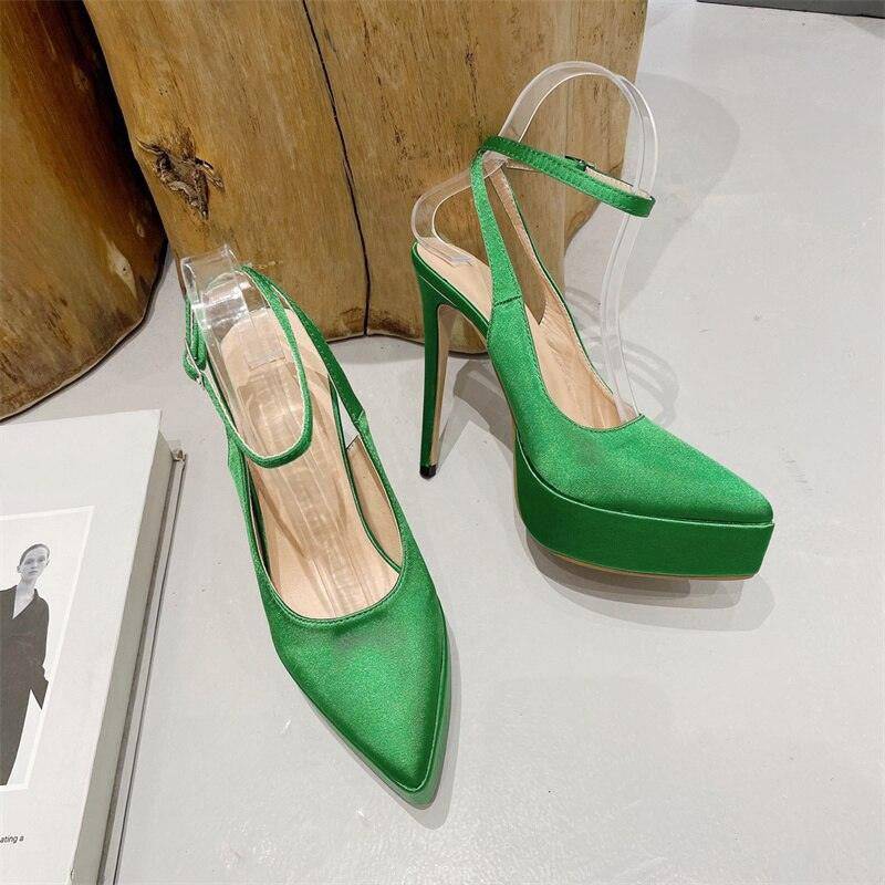 Pearl Pointed Toe Platform Pumps Buckle Strap Shoes - Hot fashionista