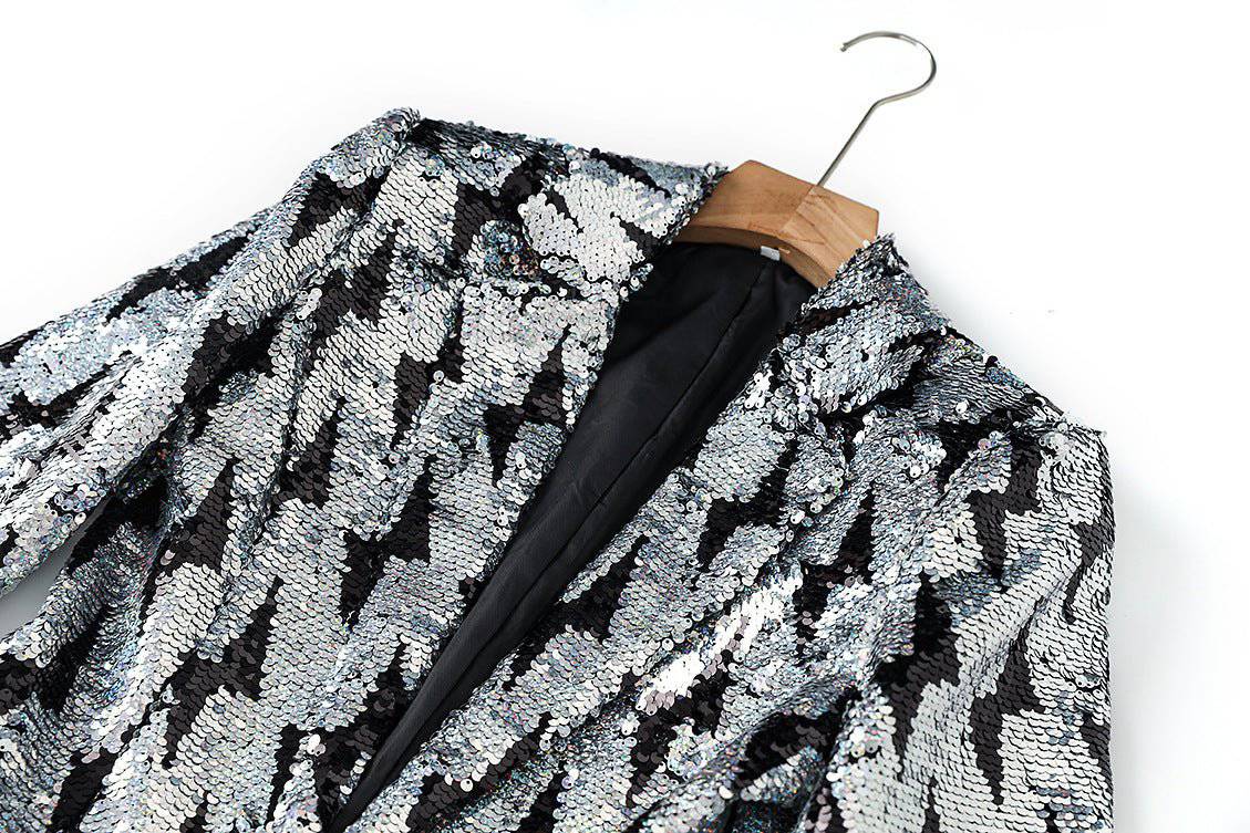 Faye Sequin Lapel Collar Blazer Pants Suit Set