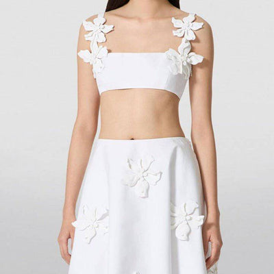 Bailey Floral Appliqué Crop Top & Long Skirt Set