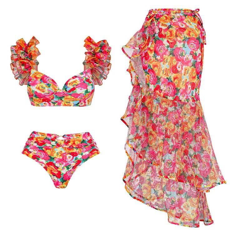 Brandy Ruffle Floral Swimsuit Skirt Set - Hot fashionista