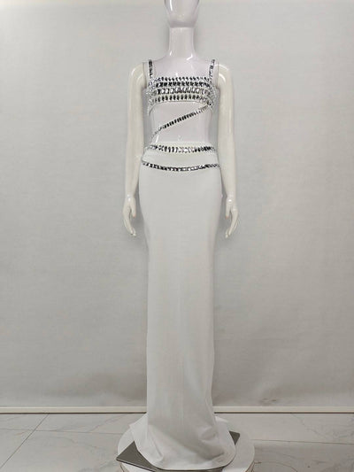 Goldie Spaghetti Strap Crystal Embellished Top & Long Skirt Set