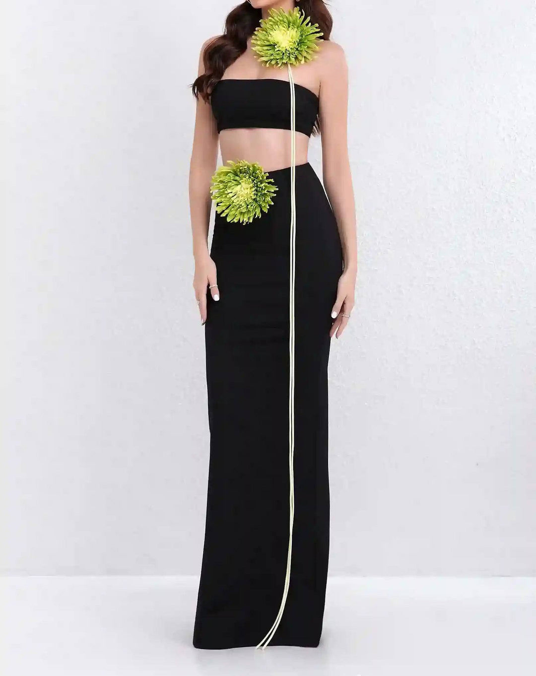 Jackie Tube Top & Floral Embellished Maxi Skirt Set - Hot fashionista