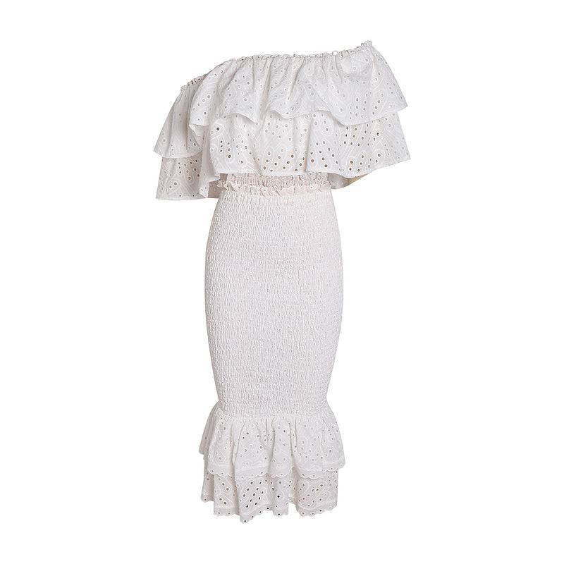 Kristine Eyelet Embellished Tiered Ruffle Skirt Set