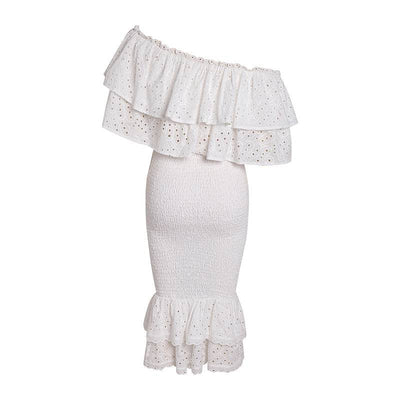 Kristine Eyelet Embellished Tiered Ruffle Skirt Set