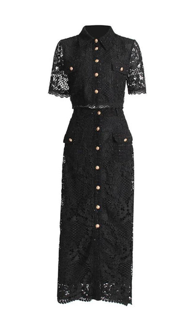 Bailey Collar Embroidery Midi Skirt Set