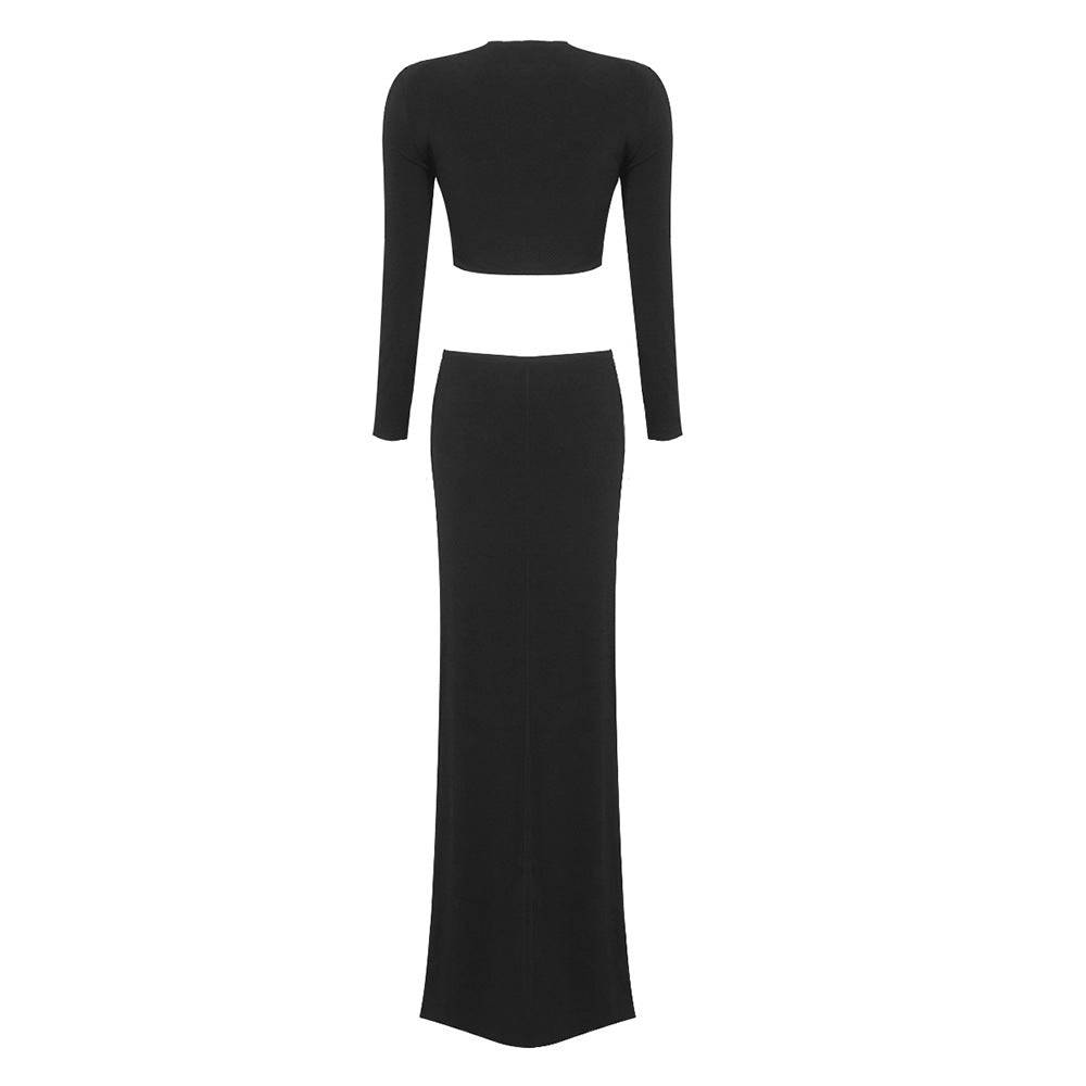 Carla Long Sleeve Top & Side Slit Long Skirt Set - Hot fashionista