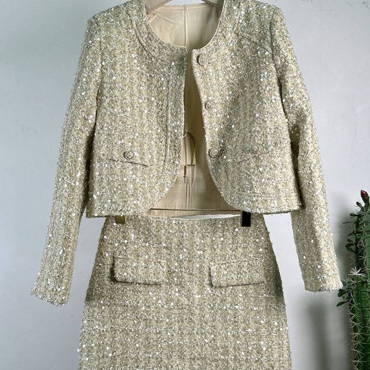 Chaqueta de tweed con botones y minifalda Rosalie